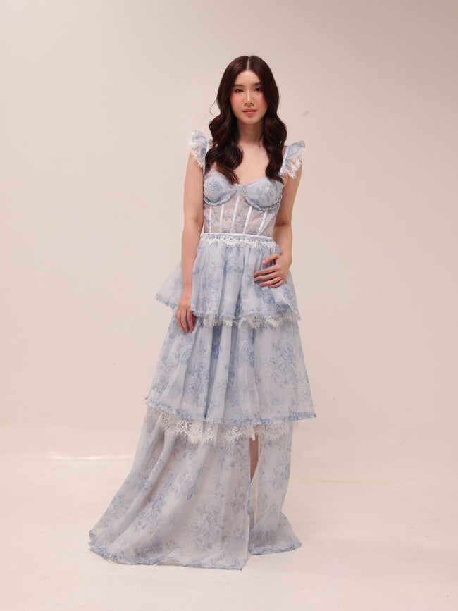 The Jolie Dress in Blue Tapestry Rose