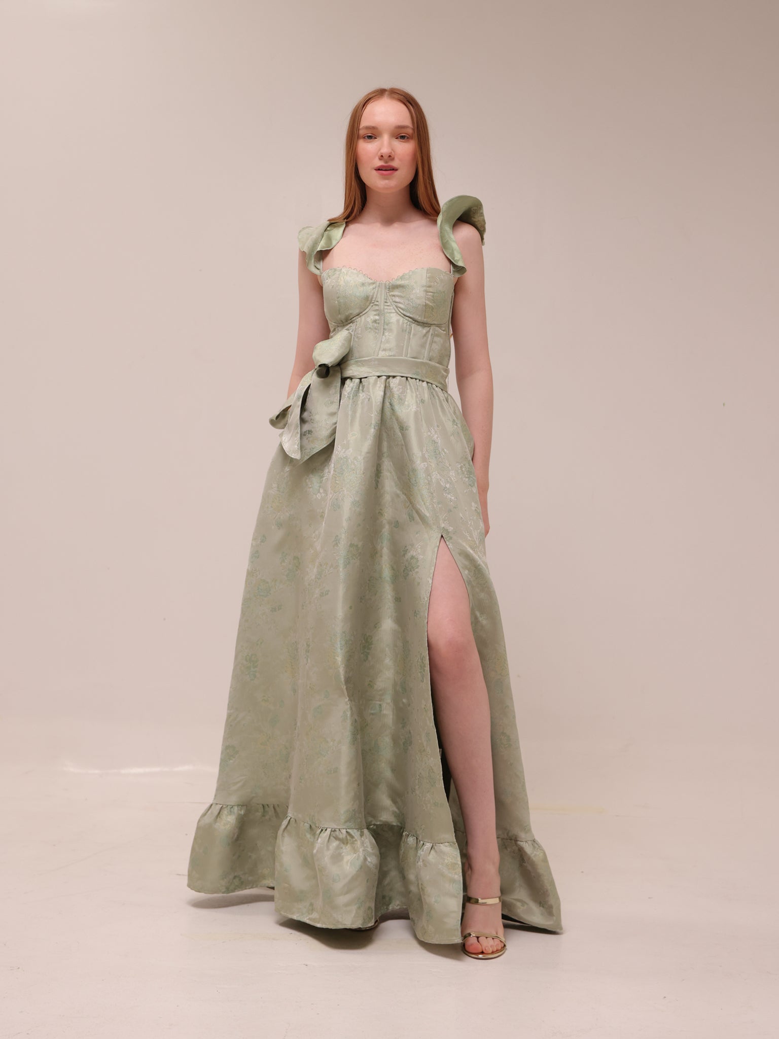 The Veronica in Sage Windsor Brocade
