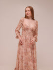 The Carmella Dress in Peach Tapestry