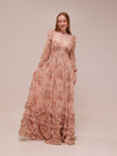 The Carmella Dress in Peach Tapestry
