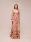 The Carmella Dress in Peach Tapestry