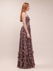 The Scarlette Dress in Chocolate Peony Print