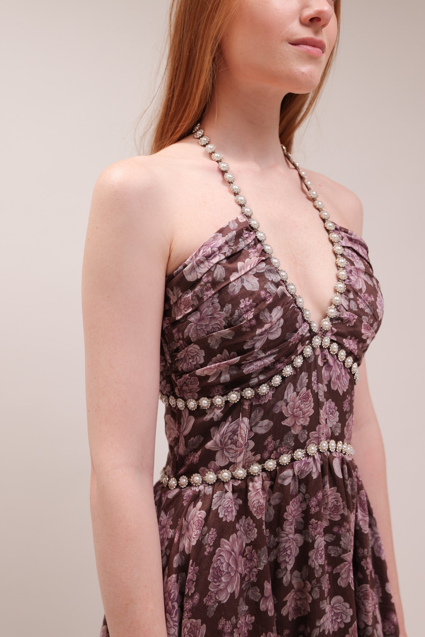 The Scarlette Dress in Chocolate Peony Print