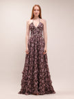 The Scarlette Dress in Chocolate Peony Print