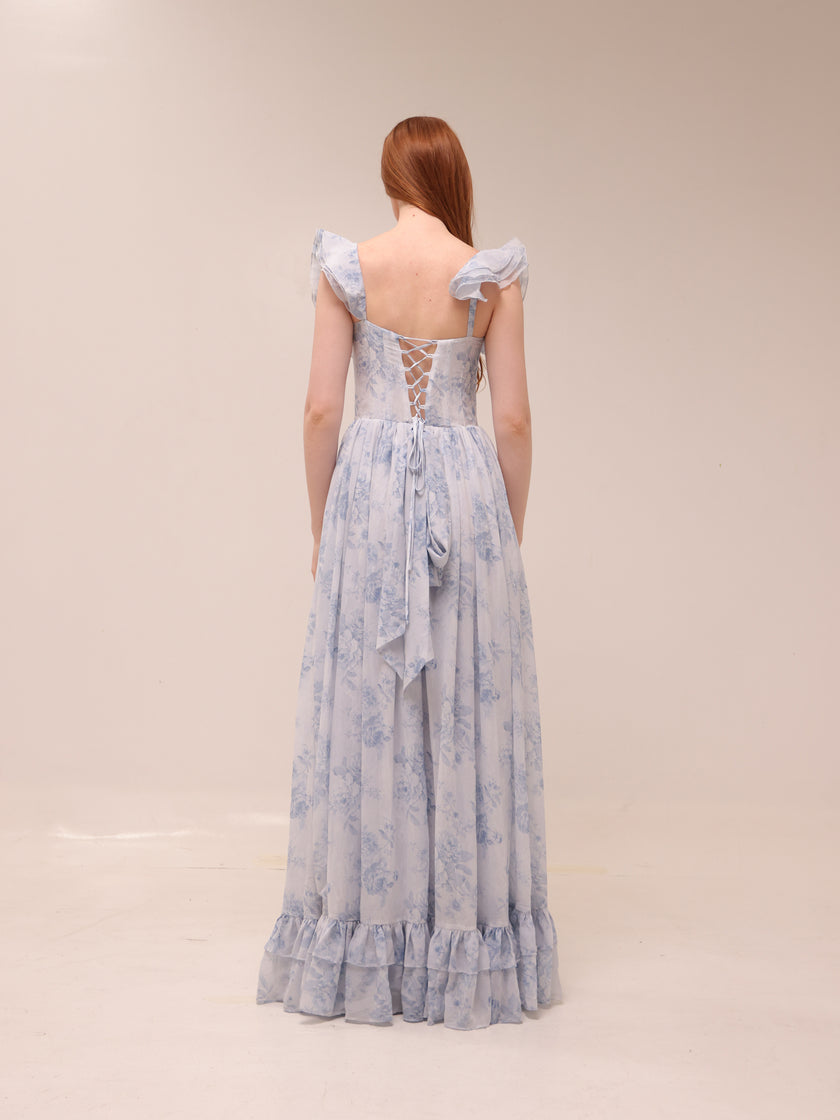 Rosetta Dress in Blue Tapestry Rose