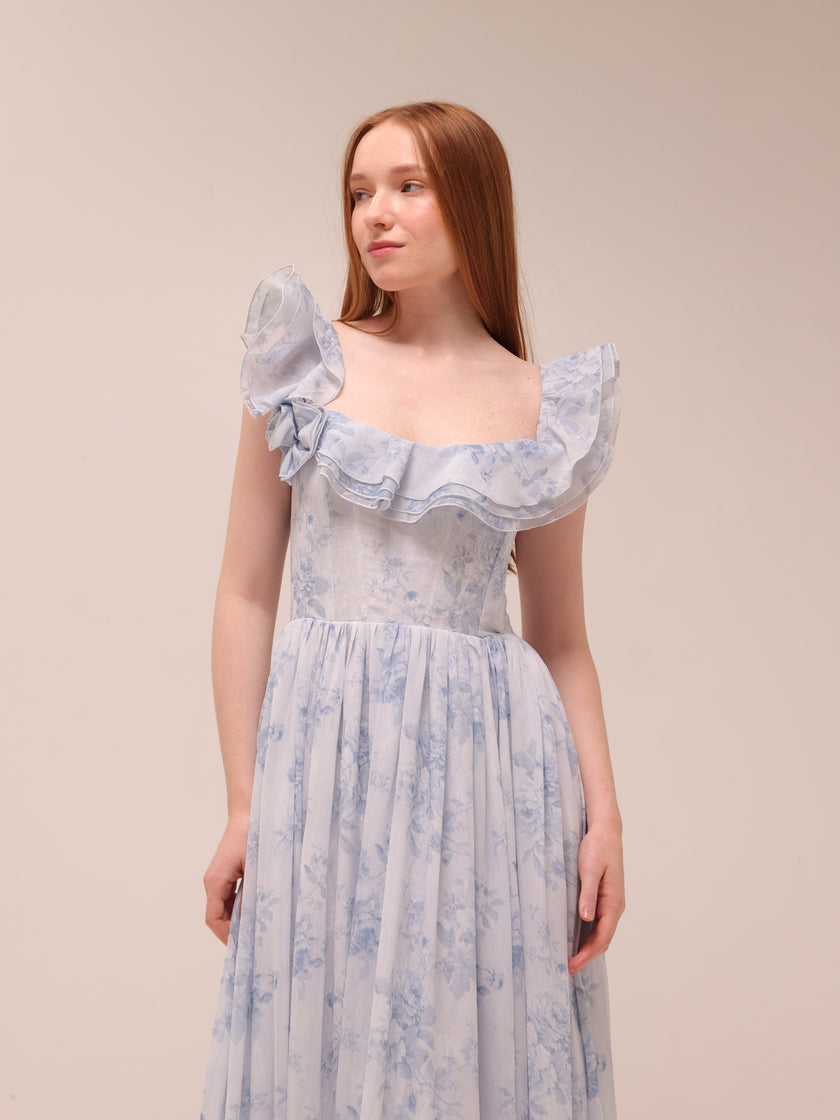Rosetta Dress in Blue Tapestry Rose
