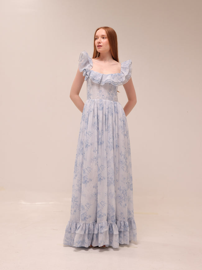 Rosetta Dress in Blue Tapestry Rose