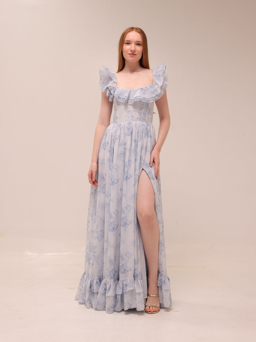 Rosetta Dress in Blue Tapestry Rose