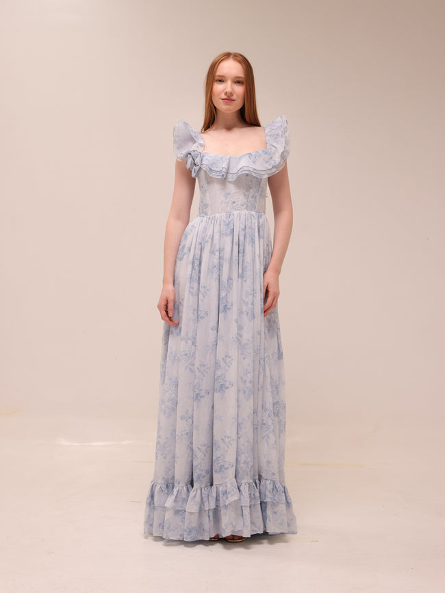 Rosetta Dress in Blue Tapestry Rose