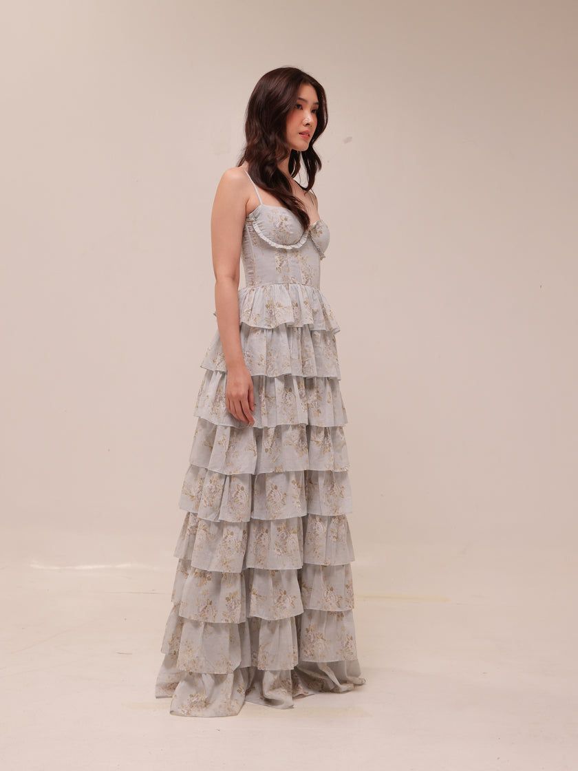 The Josephine Dress in Victorian Blue Roses