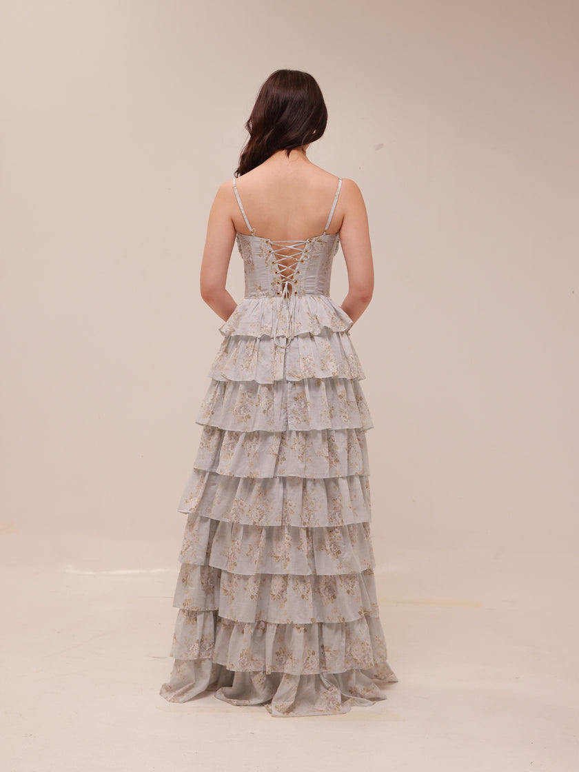 The Josephine Dress in Victorian Blue Roses