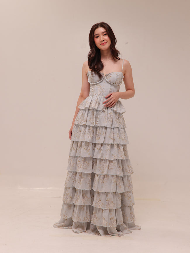 The Josephine Dress in Victorian Blue Roses