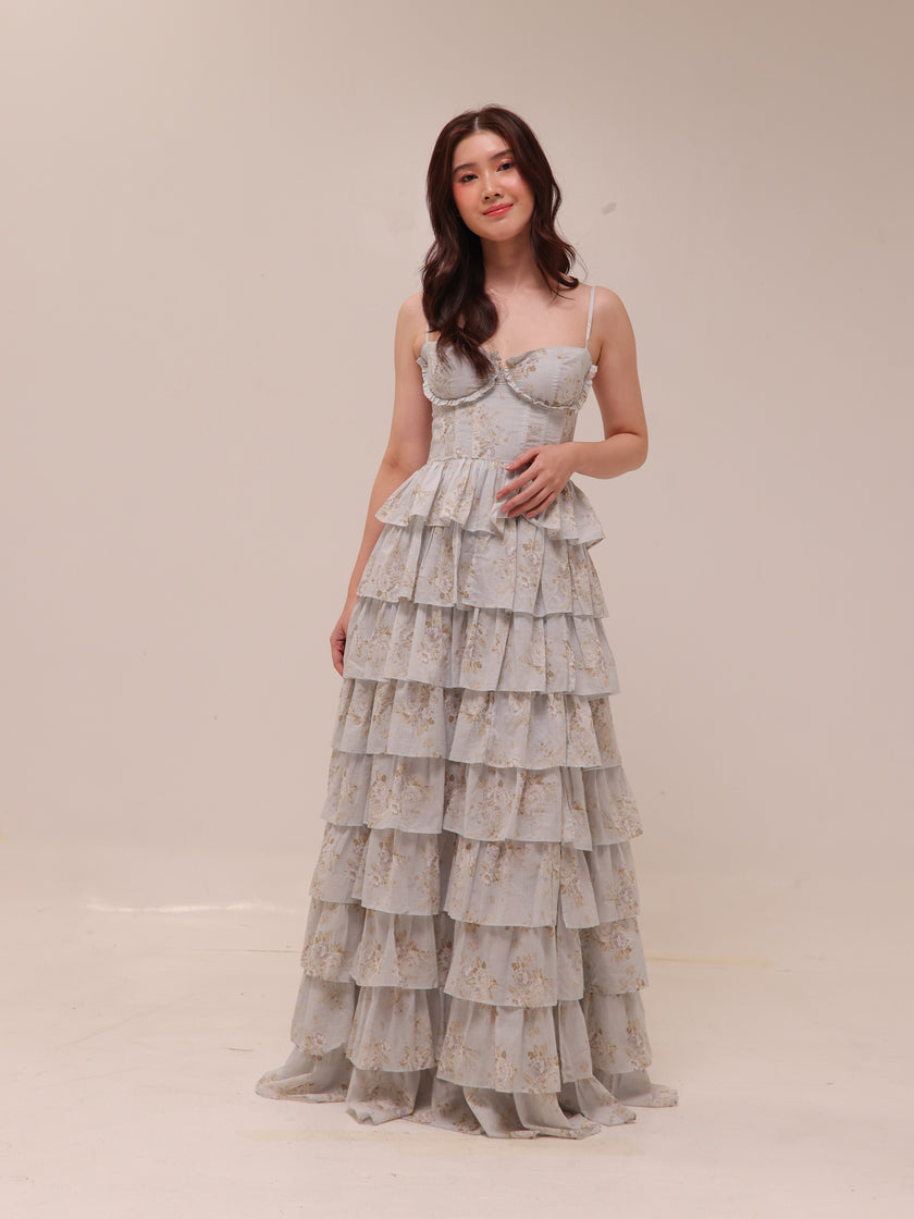 The Josephine Dress in Victorian Blue Roses