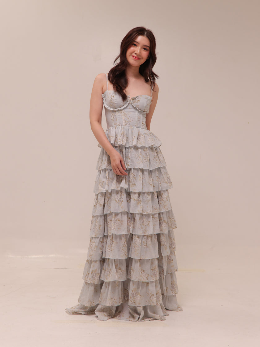 The Josephine Dress in Victorian Blue Roses