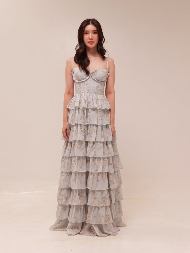 The Josephine Dress in Victorian Blue Roses