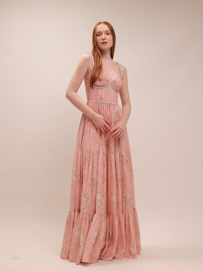 The Gwen Dress in Light Pink Tapestry Rose