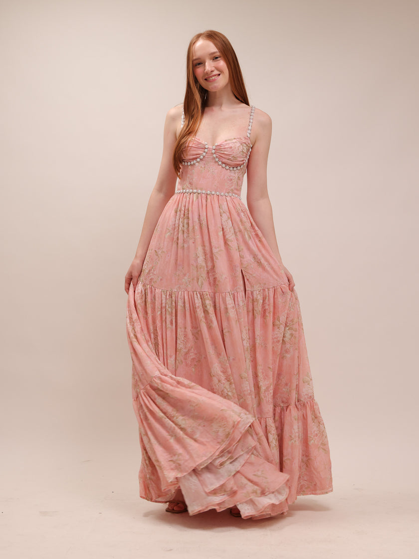 The Gwen Dress in Light Pink Tapestry Rose