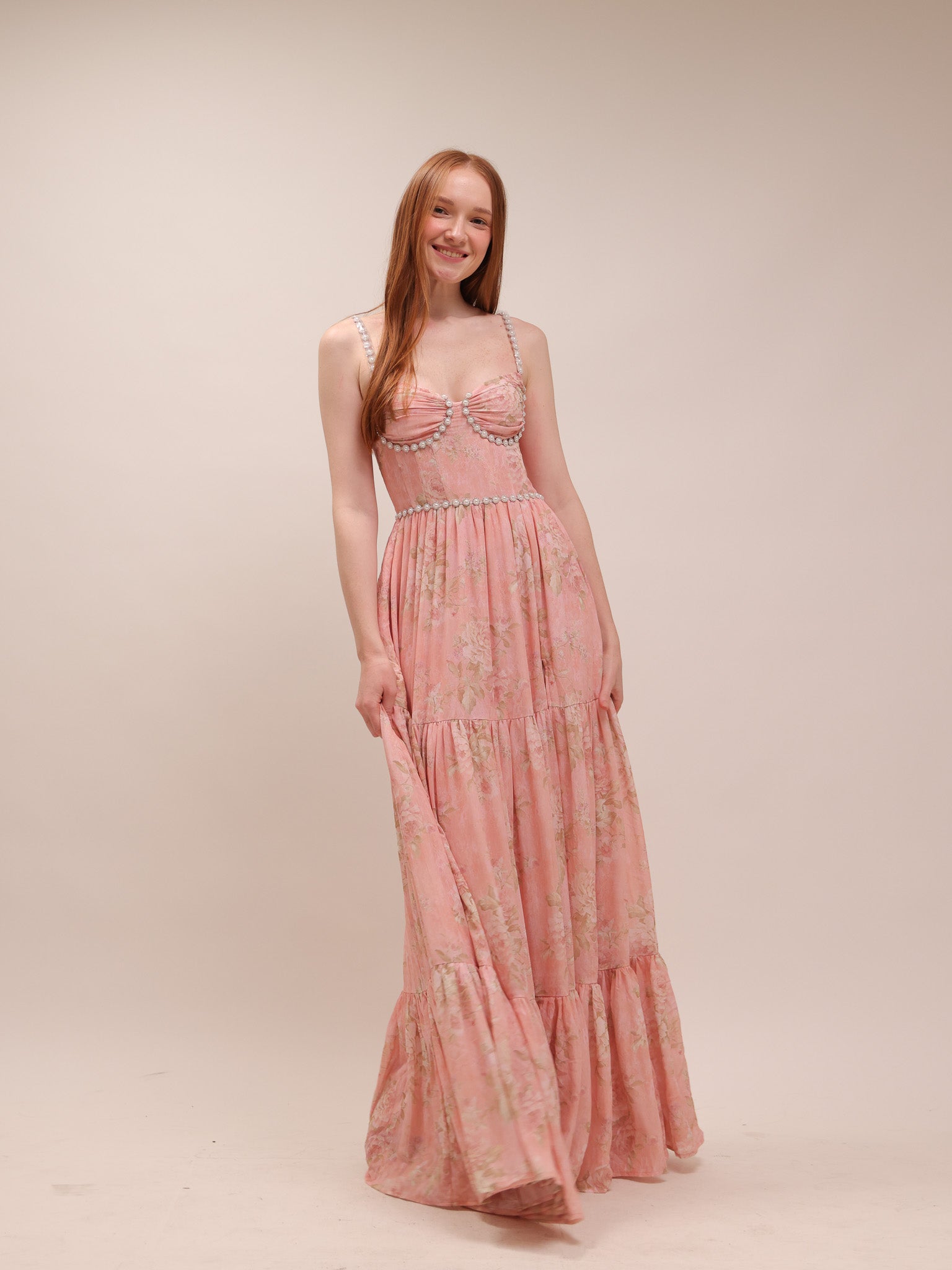 The Gwen Dress in Light Pink Tapestry Rose