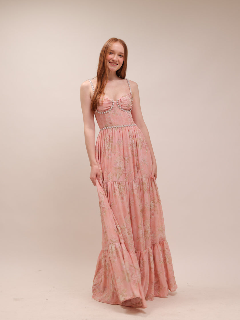 The Gwen Dress in Light Pink Tapestry Rose