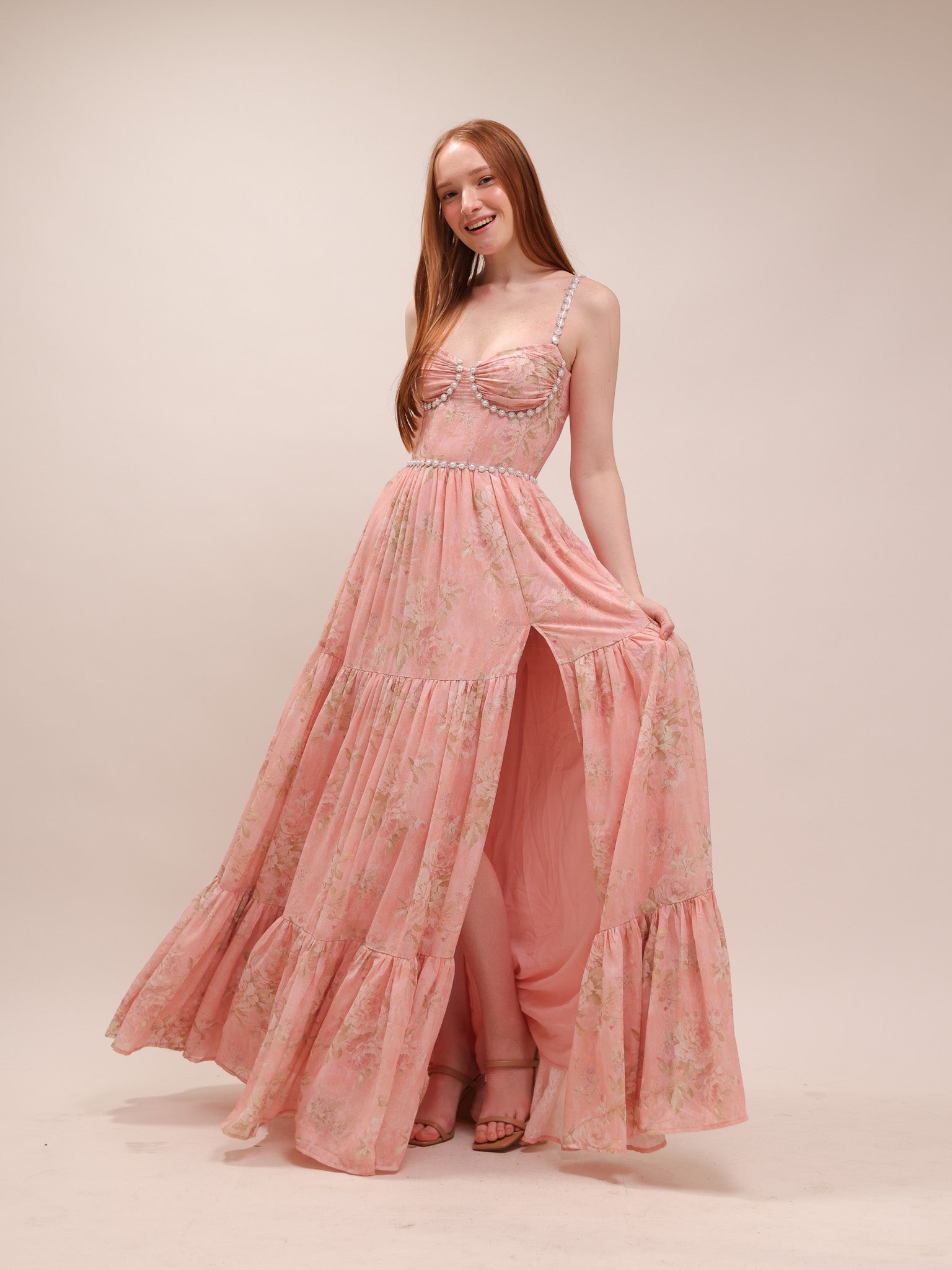 The Gwen Dress in Light Pink Tapestry Rose