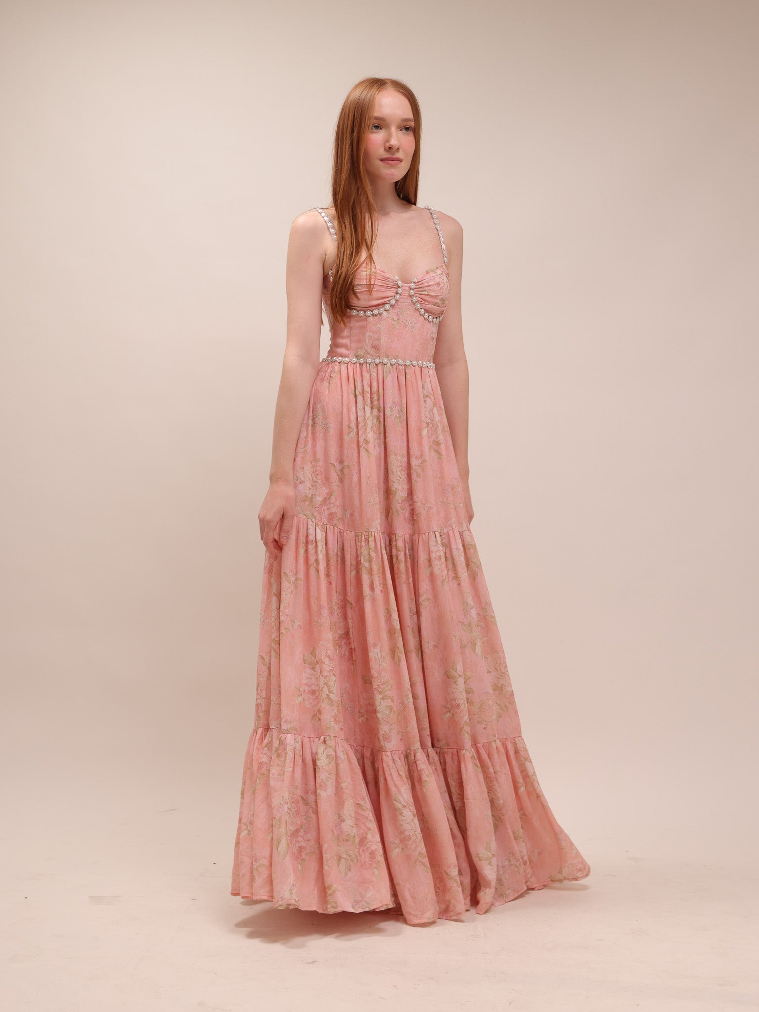 The Gwen Dress in Light Pink Tapestry Rose
