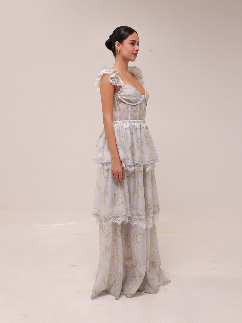 The Jolie Dress in Victorian Blue Roses