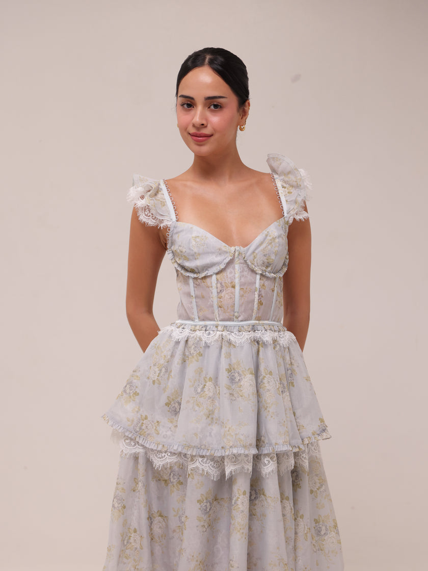 The Jolie Dress in Victorian Blue Roses
