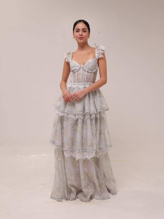 The Jolie Dress in Victorian Blue Roses