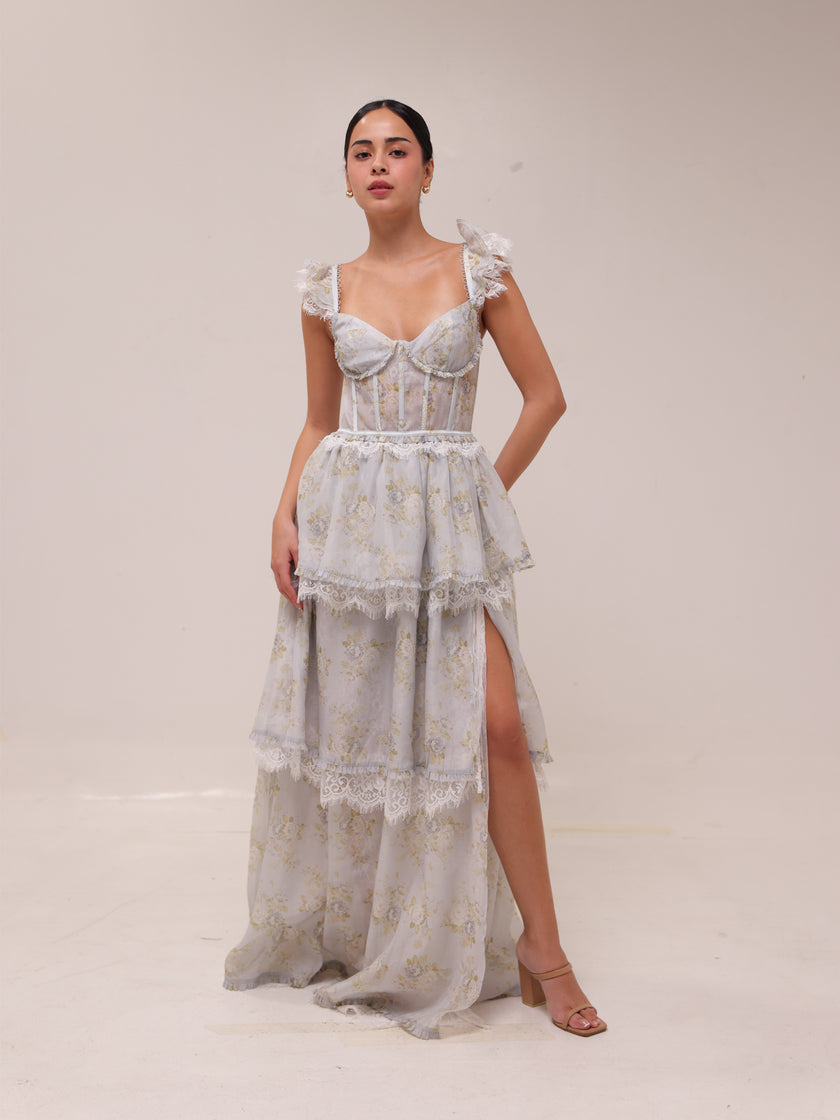 The Jolie Dress in Victorian Blue Roses