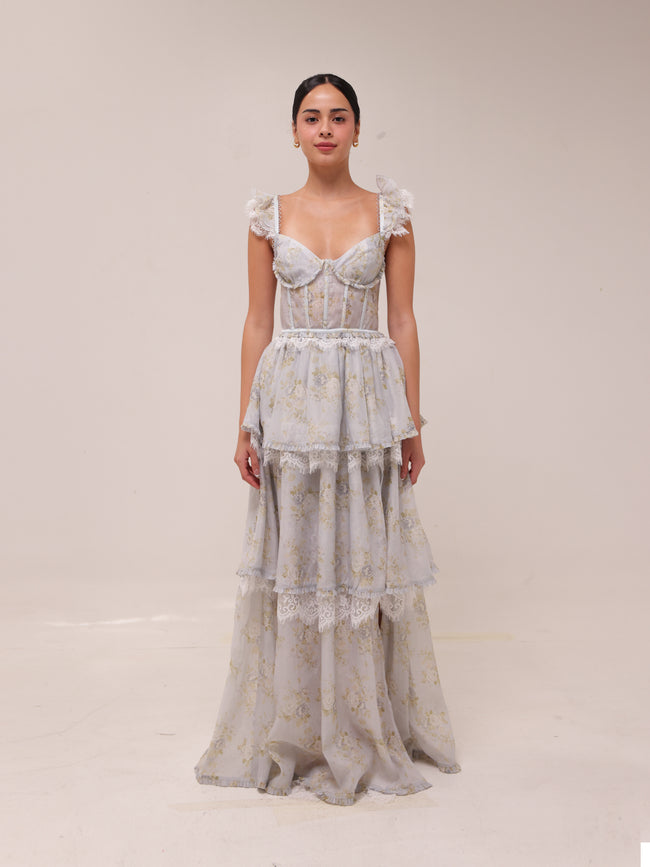 The Jolie Dress in Victorian Blue Roses