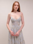 The Carmen Dress in Victorian Blue Roses