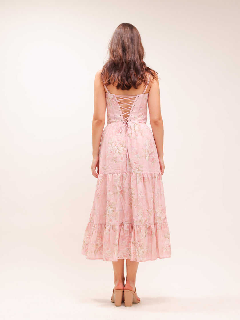 The Lorenza Dress in Light Pink Tapestry Rose