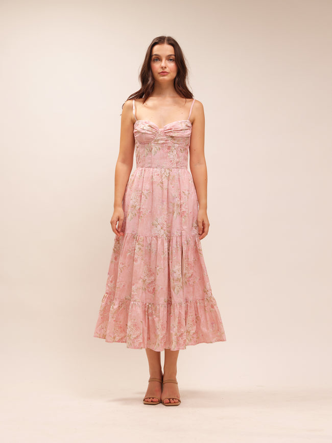The Lorenza Dress in Light Pink Tapestry Rose