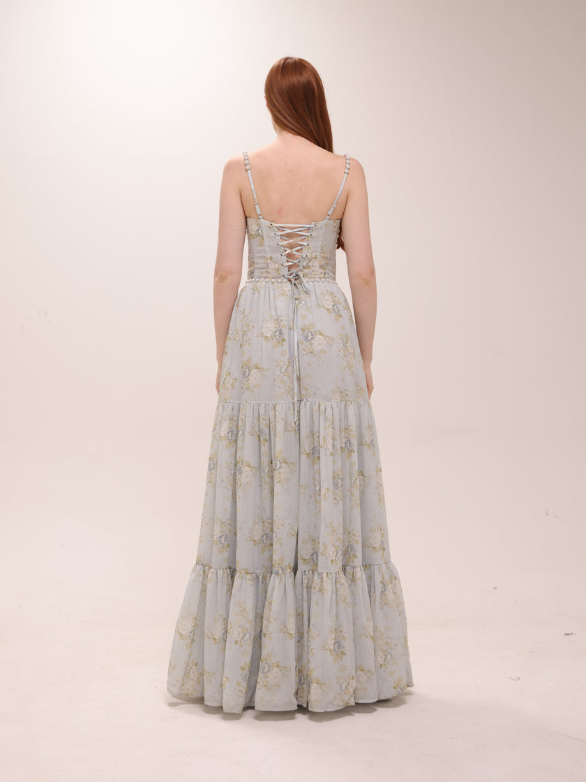 The Gwen Dress in Victorian Blue Roses