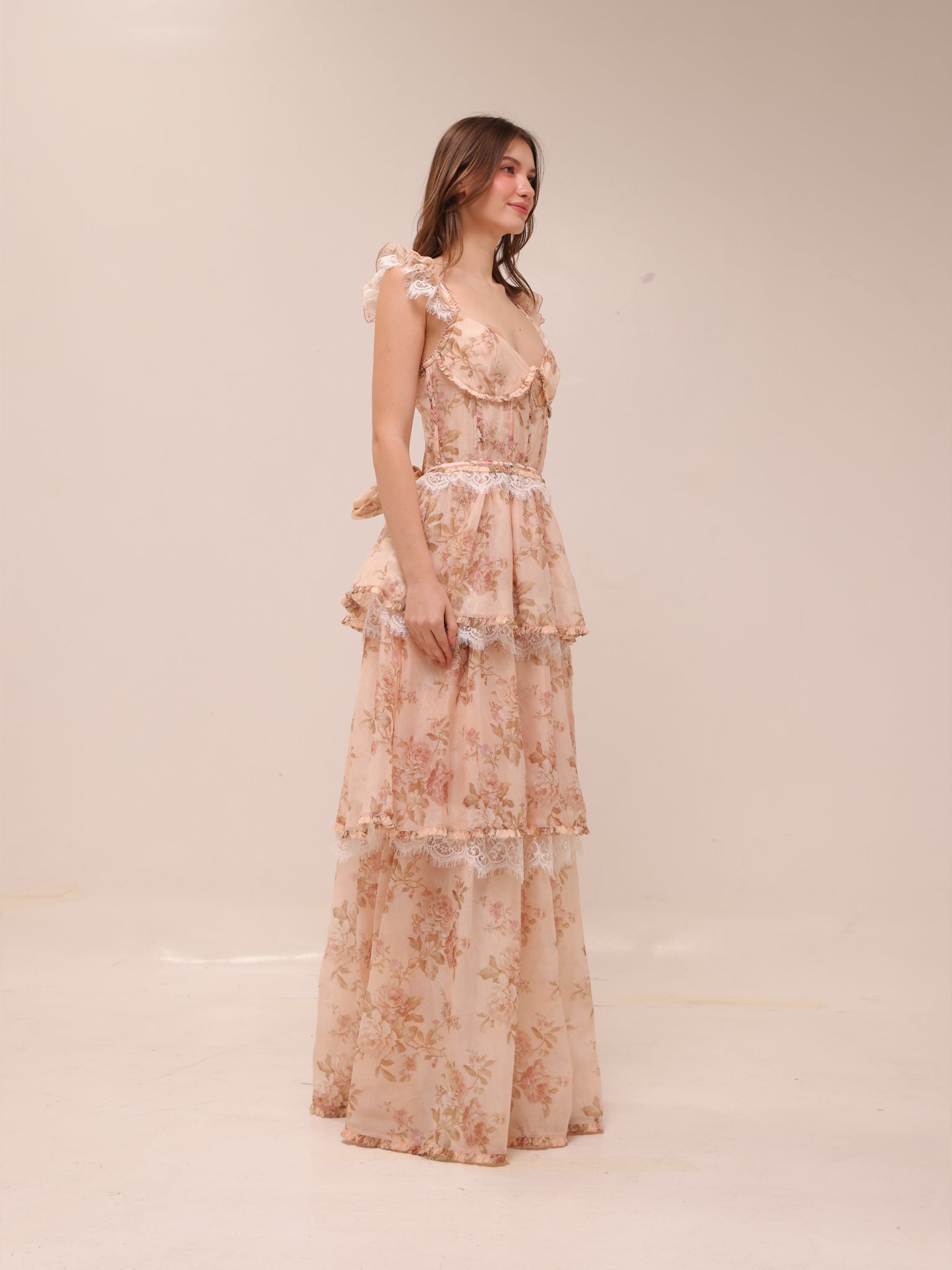 The Jolie Dress in Peach Tapestry