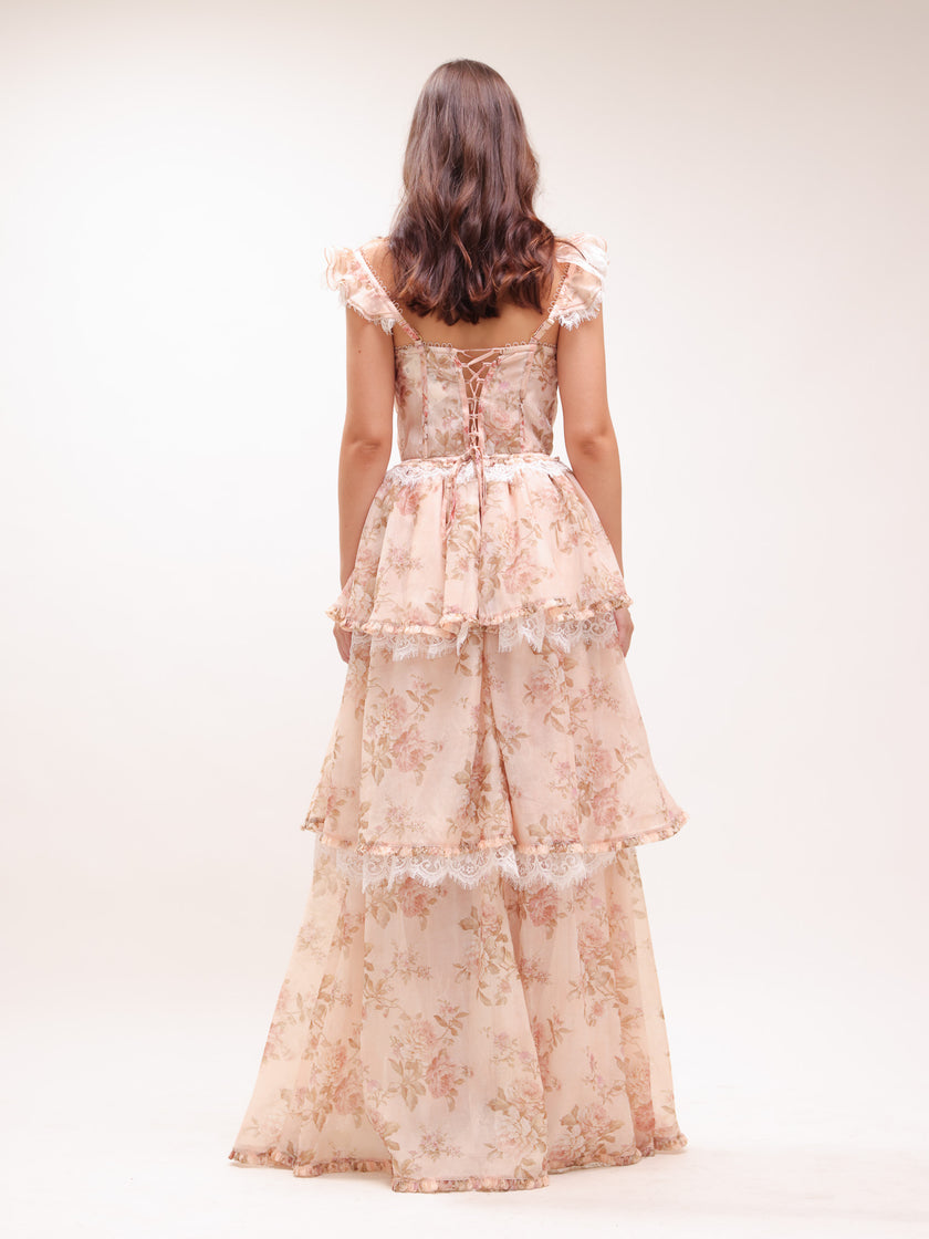 The Jolie Dress in Peach Tapestry