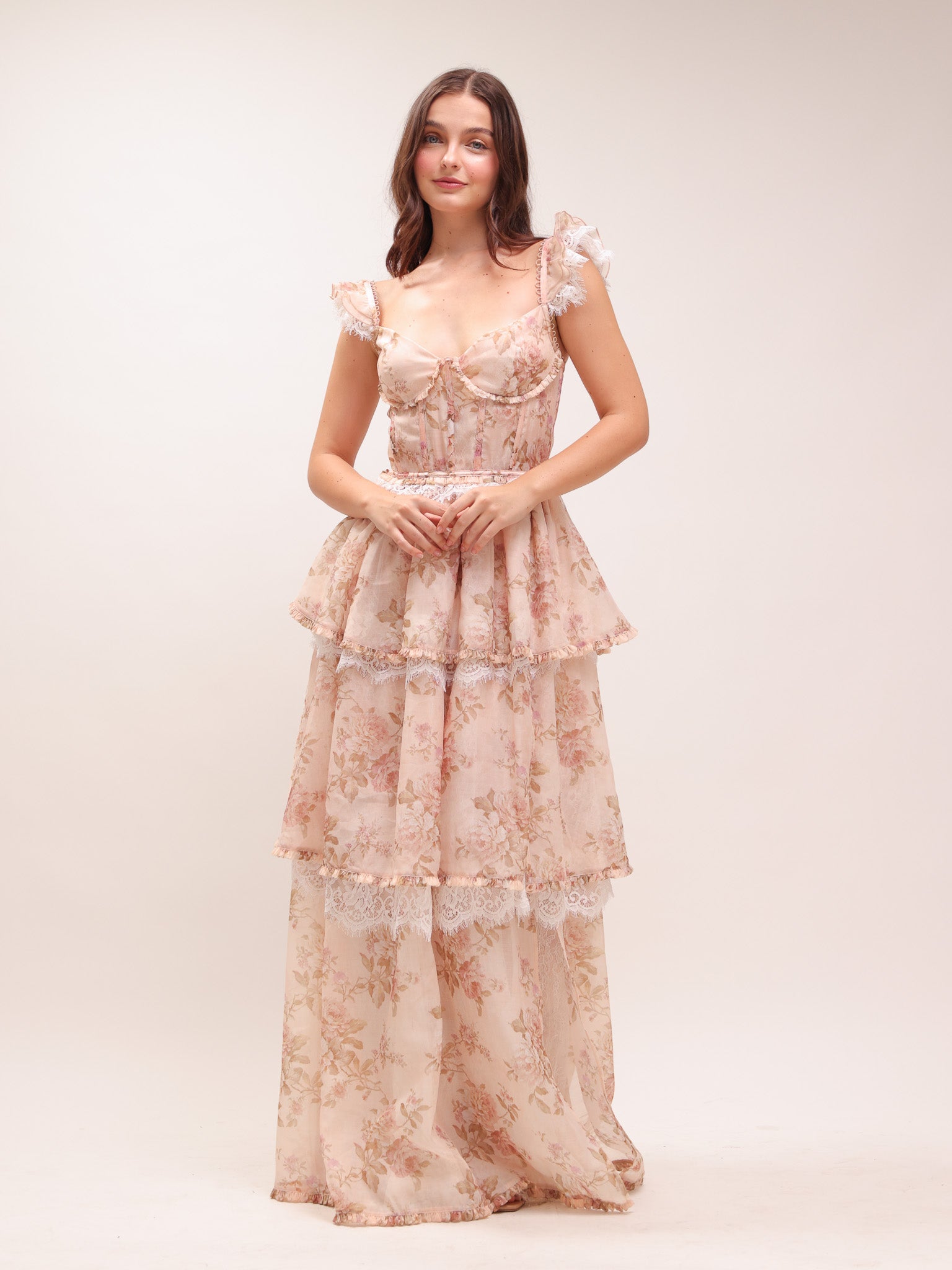 The Jolie Dress in Peach Tapestry