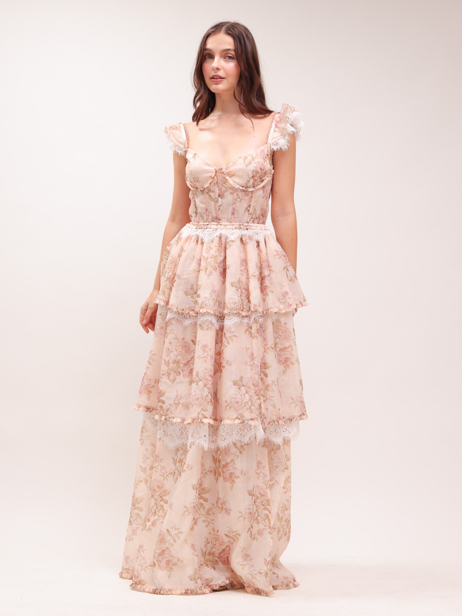 The Jolie Dress in Peach Tapestry