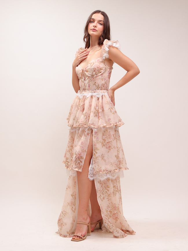 The Jolie Dress in Peach Tapestry
