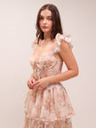 The Jolie Dress in Peach Tapestry