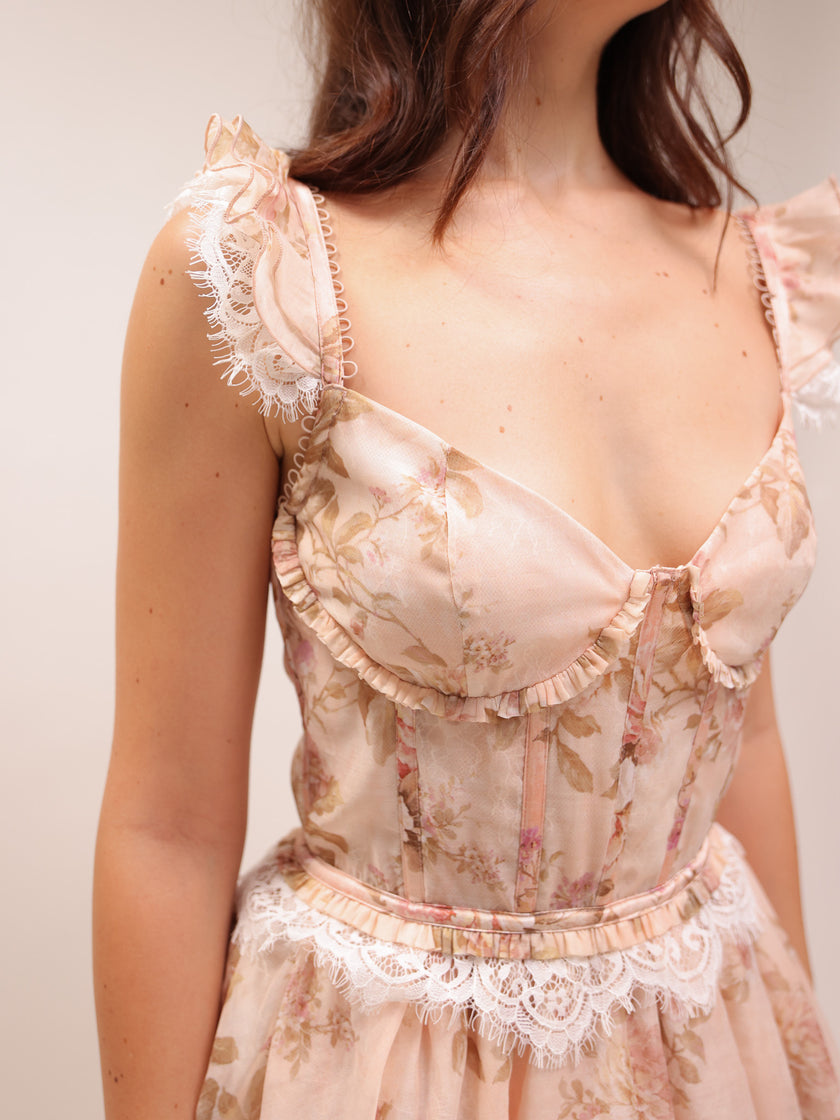 The Jolie Dress in Peach Tapestry