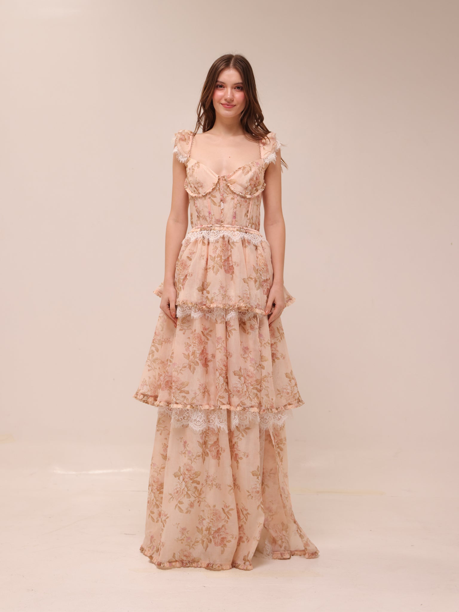 The Jolie Dress in Peach Tapestry