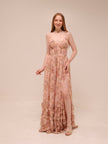 The Carmen Dress in Peach Tapestry