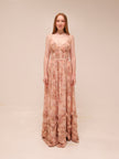 The Carmen Dress in Peach Tapestry