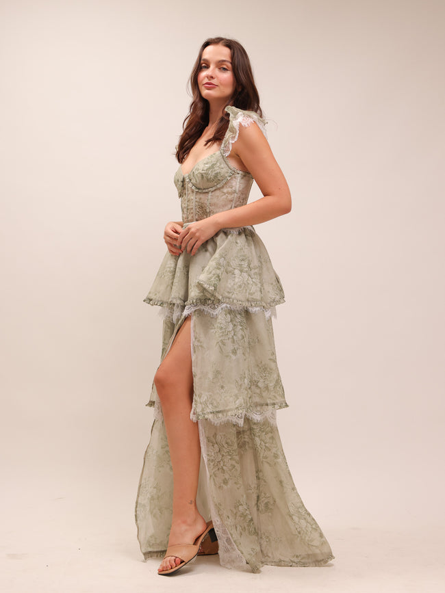 The Jolie Dress in Sage Tapestry