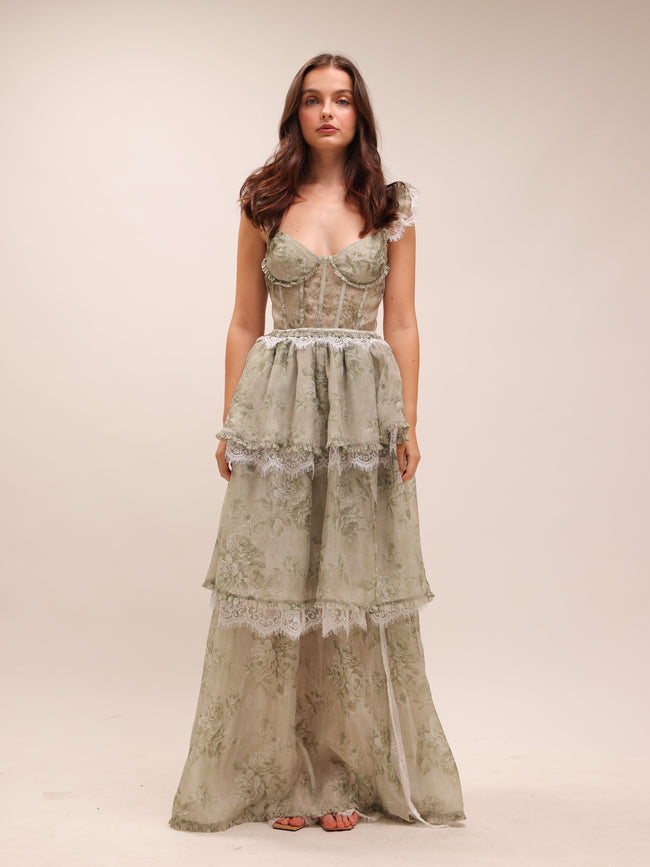 The Jolie Dress in Sage Tapestry