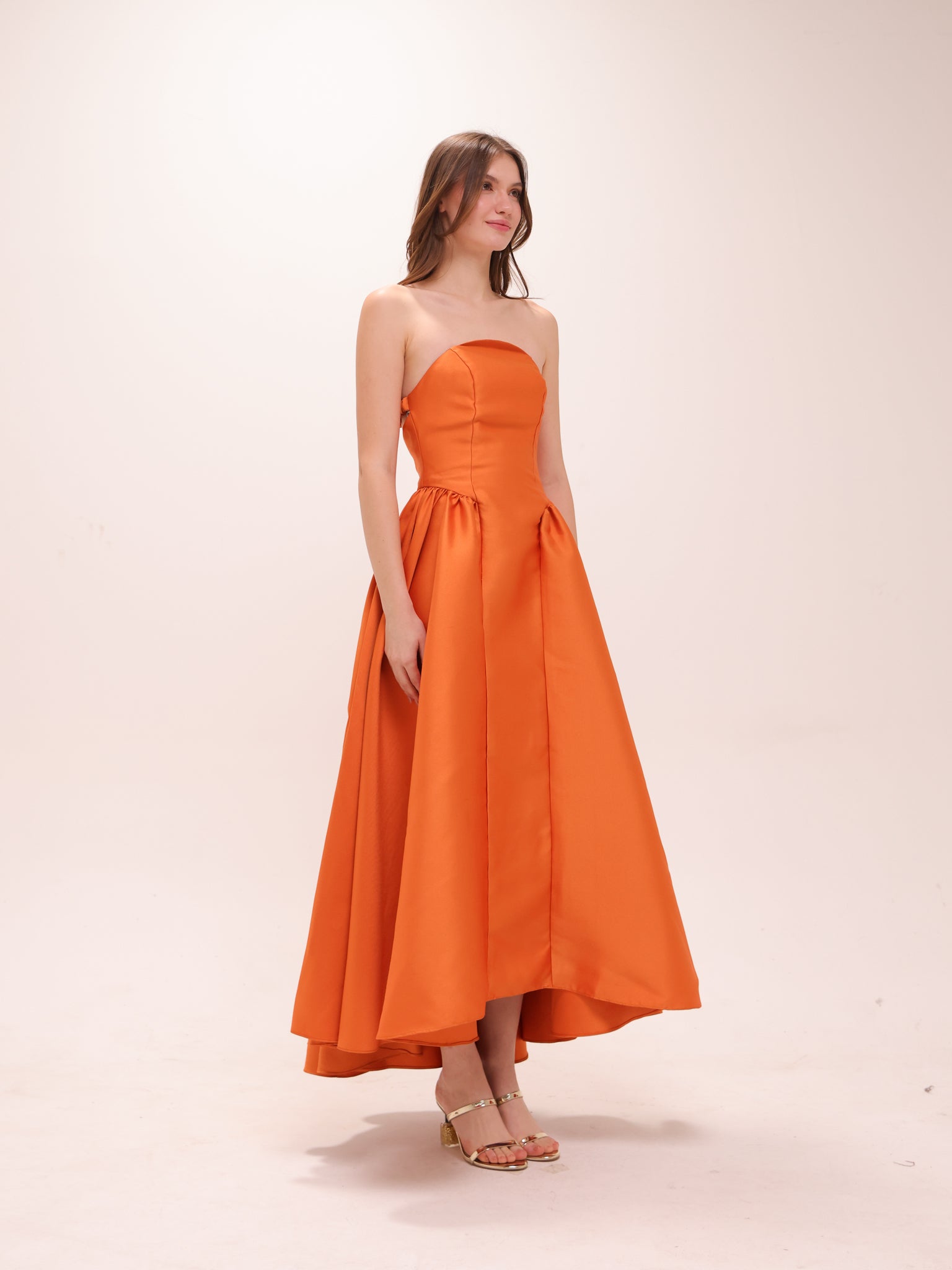 The Valencia Dress in Sunset Orange