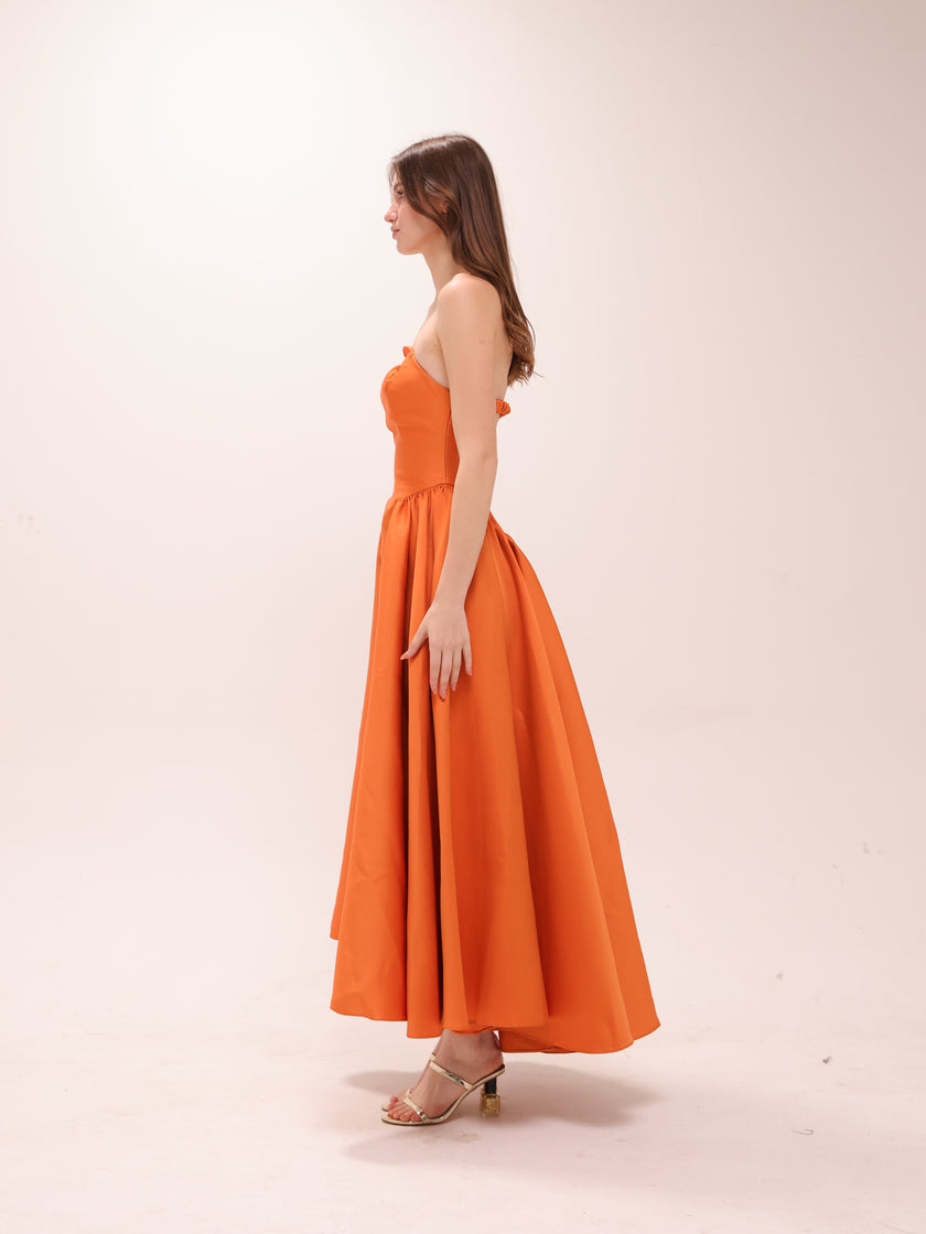 The Valencia Dress in Sunset Orange