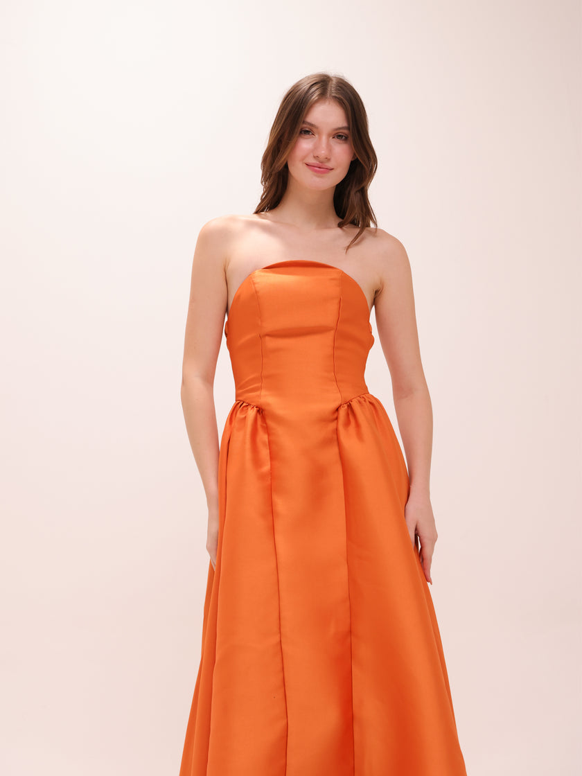 The Valencia Dress in Sunset Orange