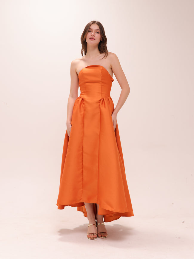 The Valencia Dress in Sunset Orange